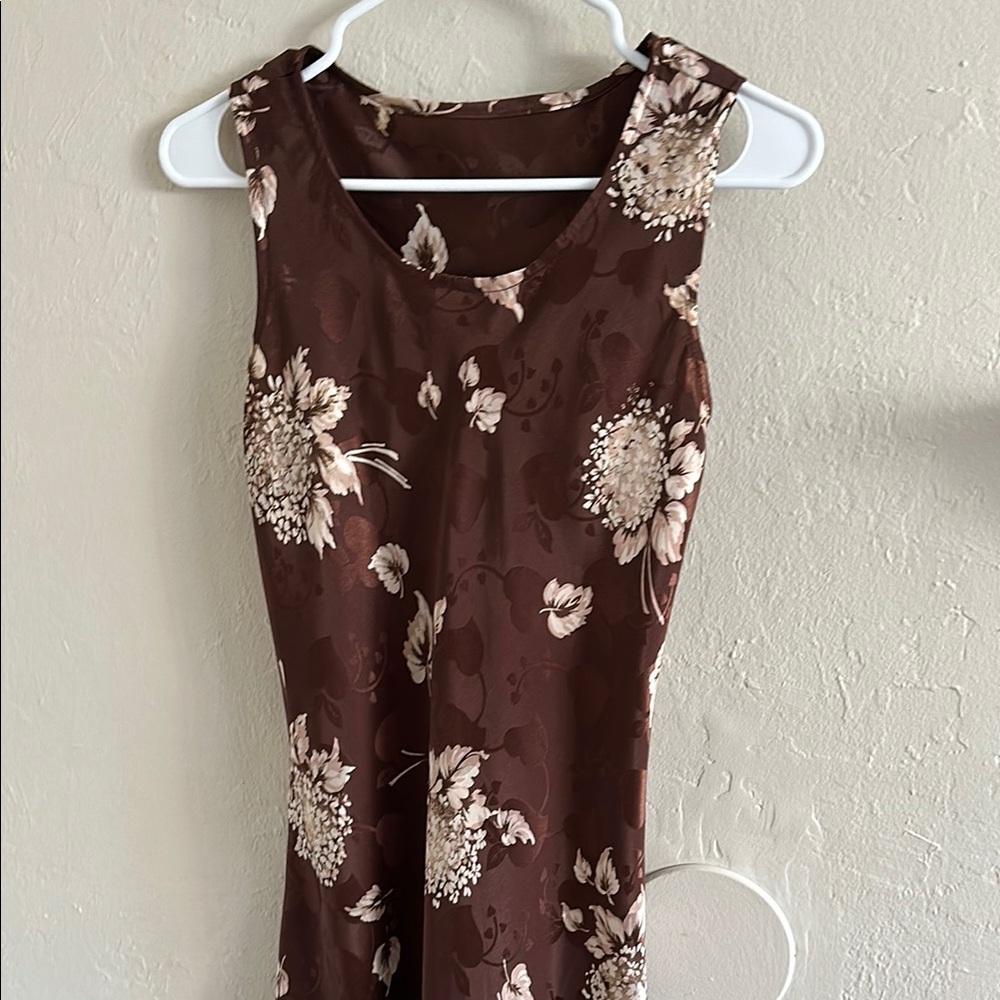 Floral Brown Sleeveless Dress